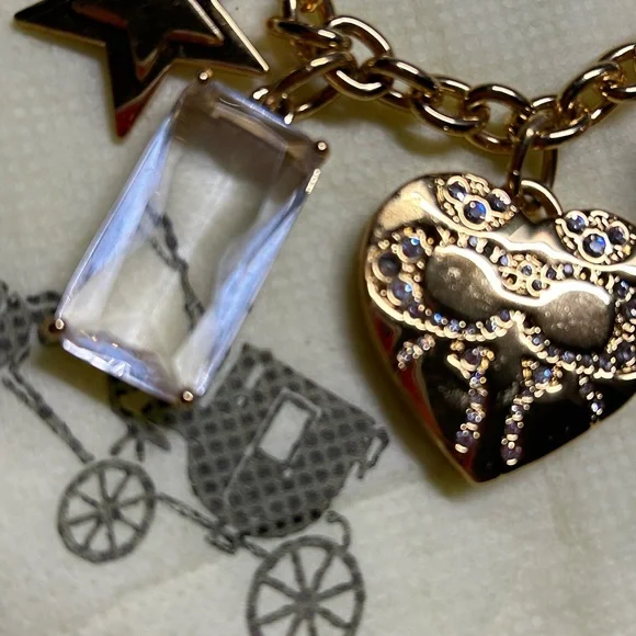 Coach Gold-Tone Charm Bracelet with Pearl, Crystal Baguette & Pave Heart - Picture 3 of 3